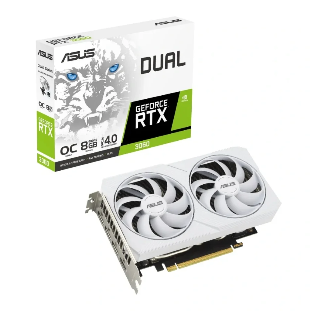 Видеокарта GF RTX 3060 8GB GDDR6 Dual OC White Asus (DUAL-RTX3060-O8G-WHITE) UA