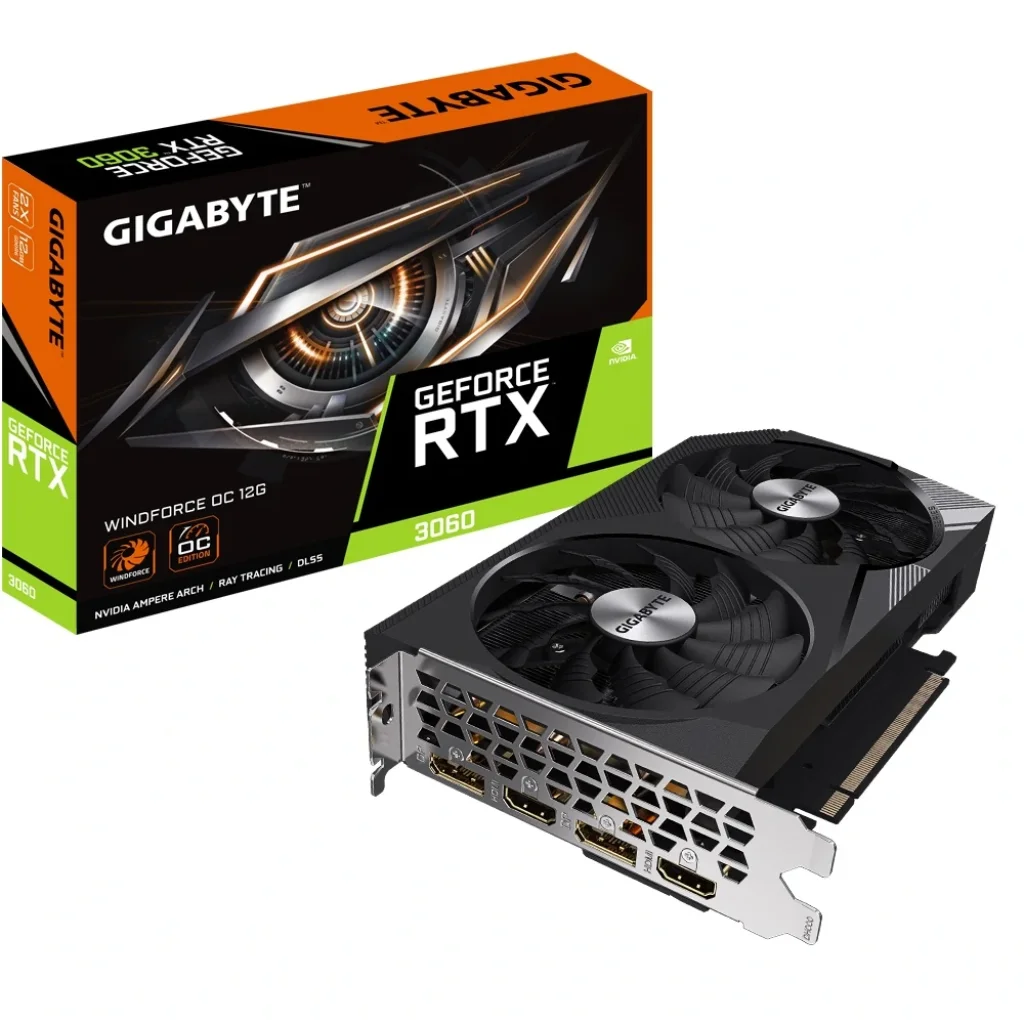 Видеокарта GF RTX 3060 12GB GDDR6 WindForce OC Gigabyte (GV-N3060WF2OC-12GD) UA