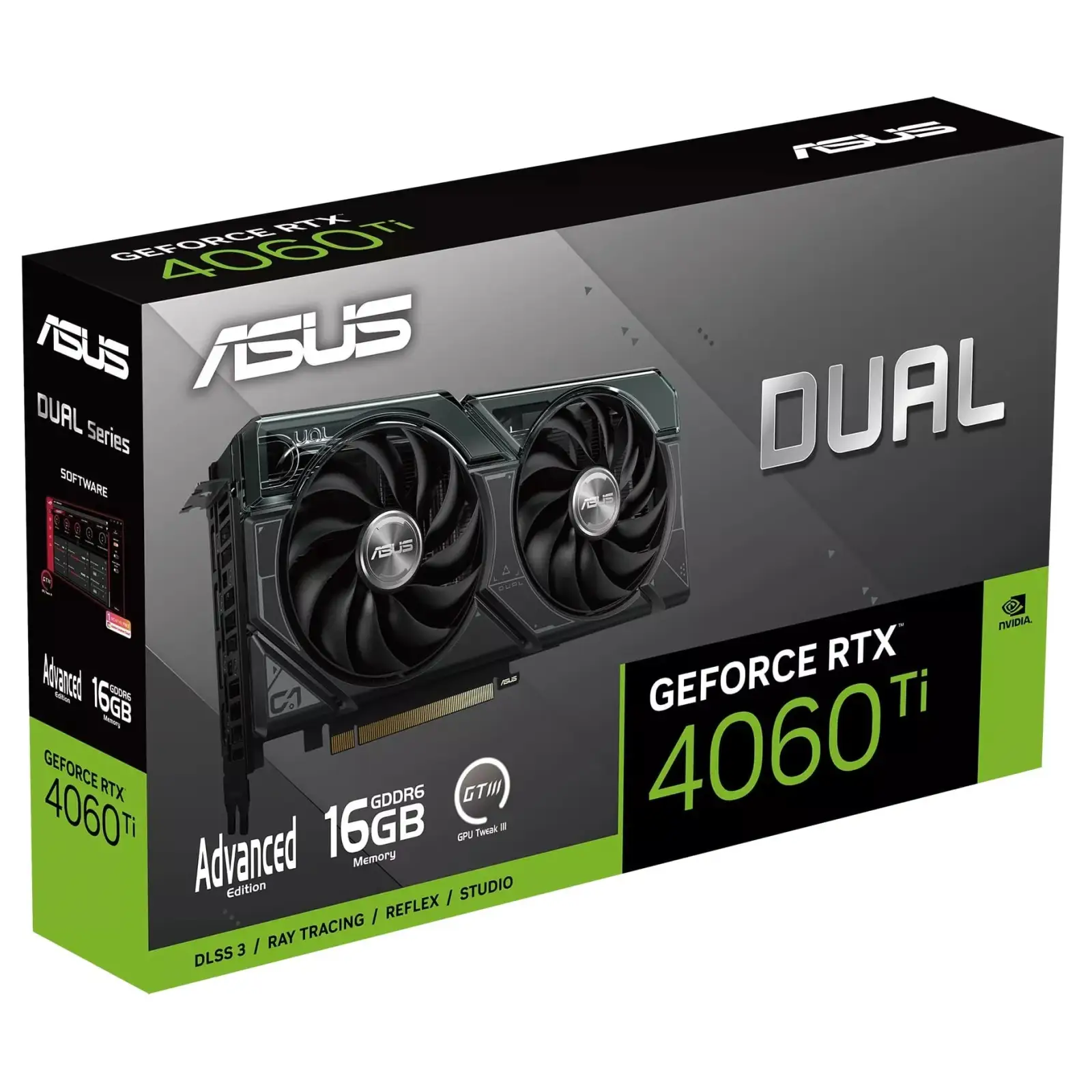 Відеокарта GF RTX 4060 Ti 16GB GDDR6 Dual Advanced Edition Asus (DUAL-RTX4060TI-A16G) UA