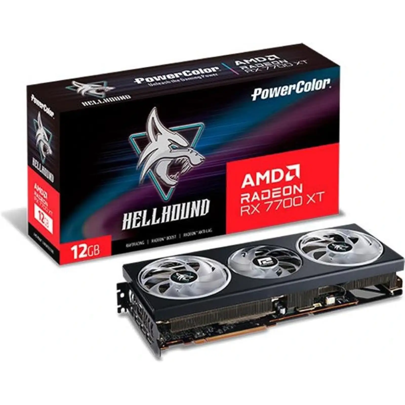 Видеокарта AMD Radeon RX 7700 XT 12GB GDDR6 Hellhound PowerColor (RX 7700 XT 12G-L/OC) UA