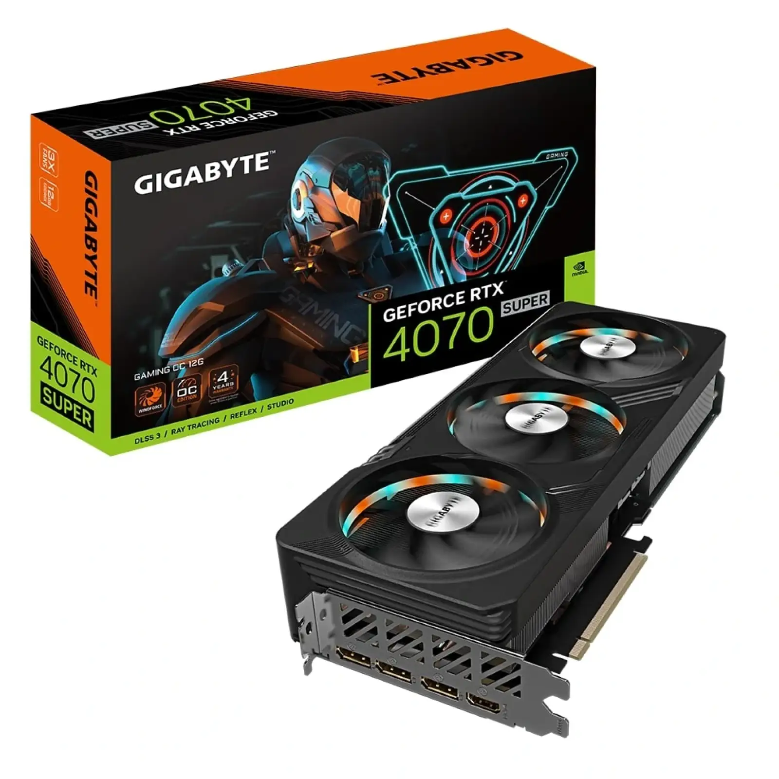 Видеокарта GF RTX 4070 Super 12GB GDDR6X Gaming OC Gigabyte (GV-N407SGAMING OC-12GD) UA