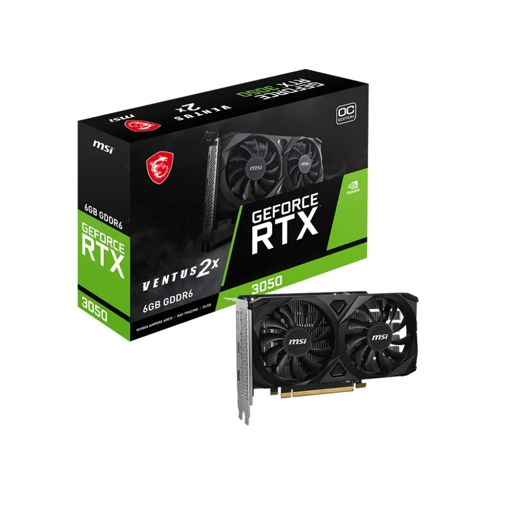 Відеокарта GF RTX 3050 6GB GDDR6 Ventus 2X E 6G OC MSI (GeForce RTX 3050 VENTUS 2X E 6G OC) UA