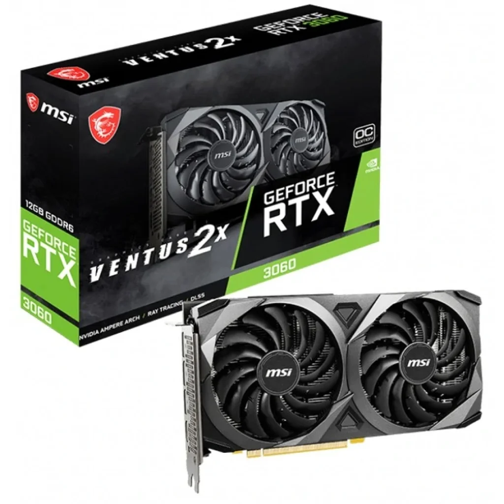 Відеокарта GF RTX 3060 12GB GDDR6 Ventus 2X OC MSI (GeForce RTX 3060 VENTUS 2X 12G OC) (LHR) UA