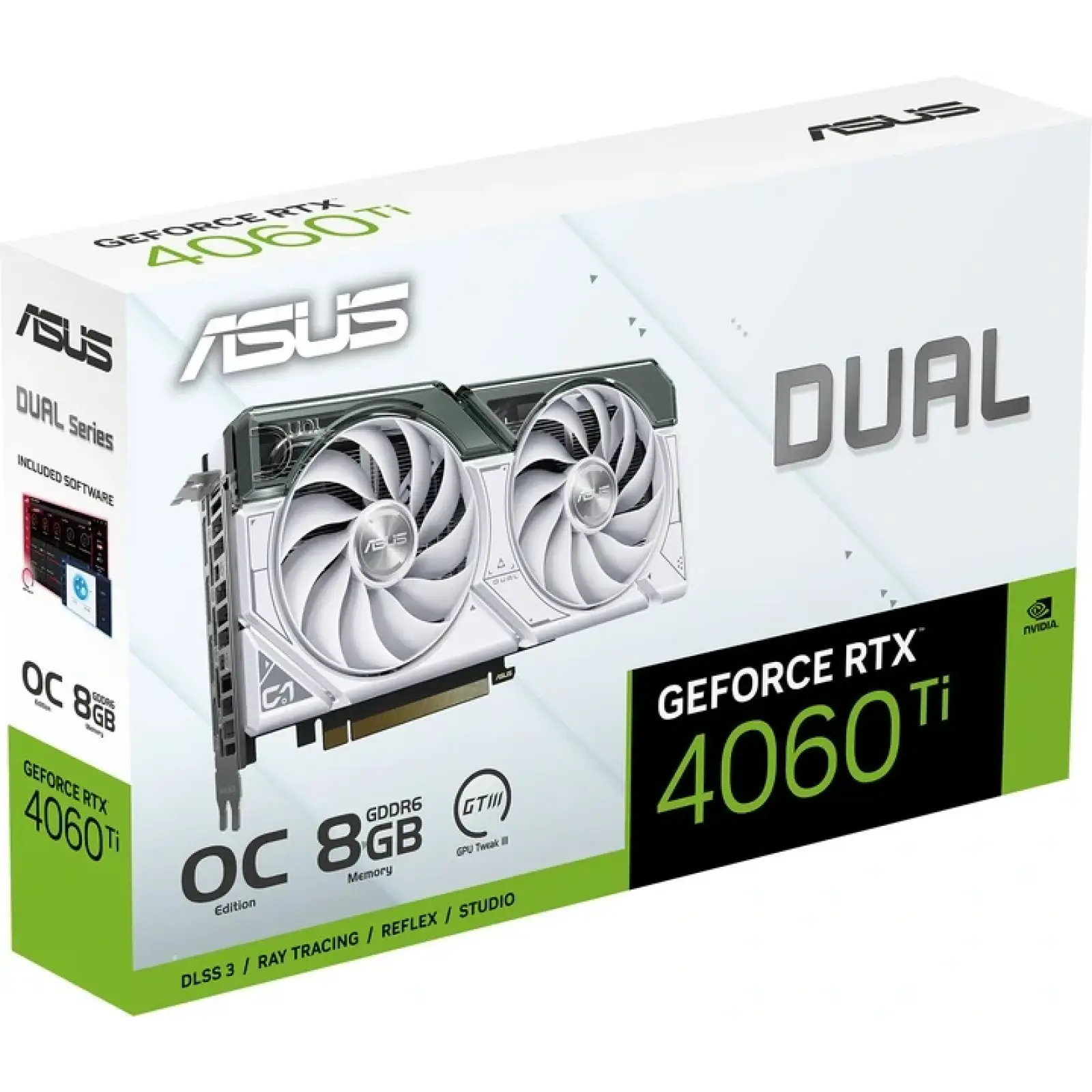 Видеокарта GF RTX 4060 Ti 8GB GDDR6 Dual OC White Asus (DUAL-RTX4060TI-O8G-WHITE) UA