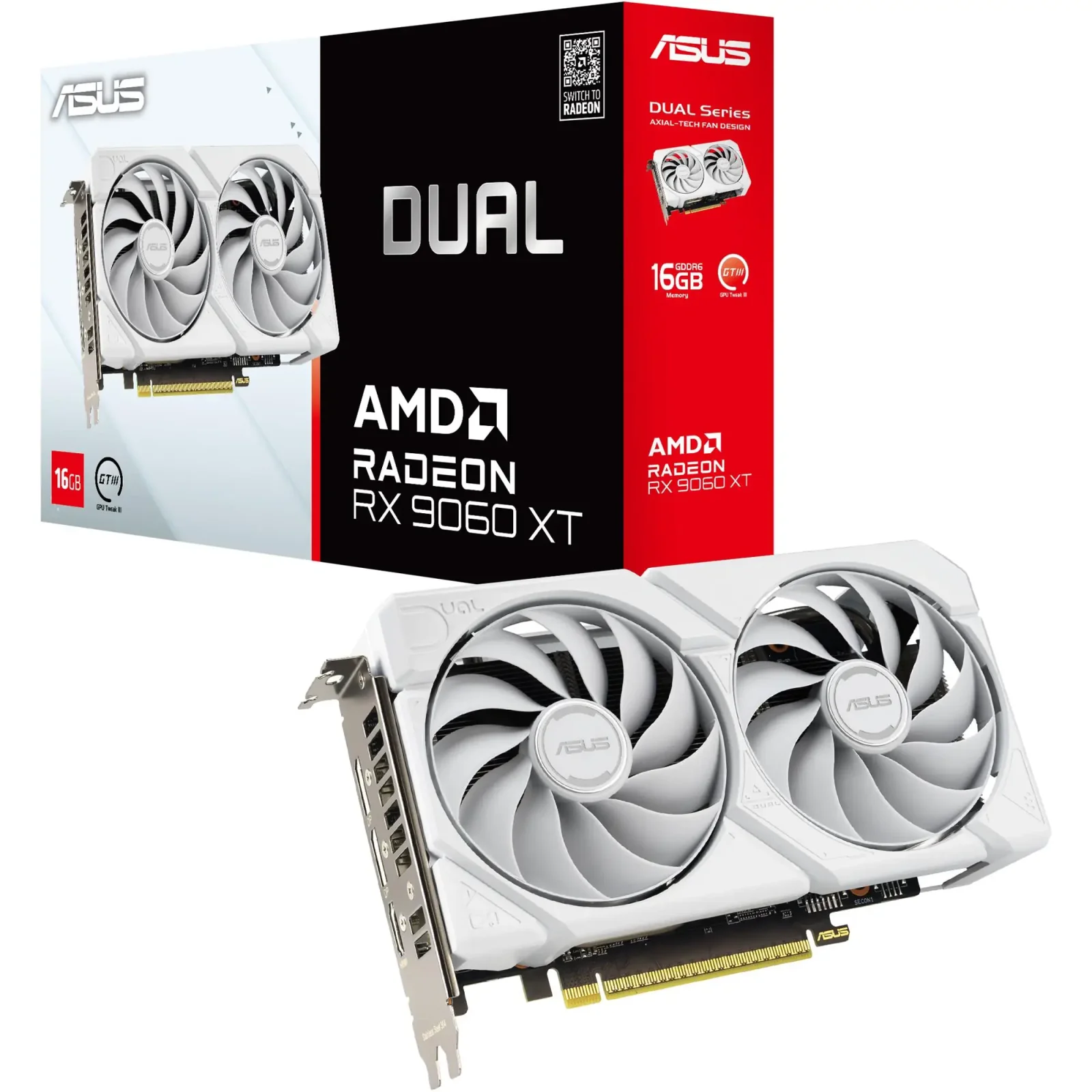 Відеокарта AMD Radeon RX 9060 XT 16GB (DUAL-RX9060XT-16G-WHITE) UA