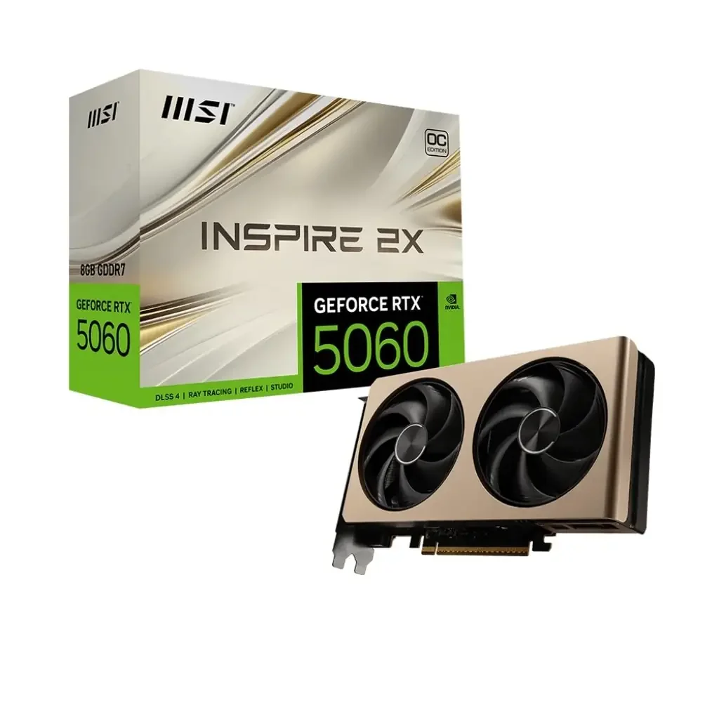 Відеокарта GF RTX 5060 8GB GDDR7 Inspire 2X OC MSI (GeForce RTX 5060 8G INSPIRE 2X OC) UA