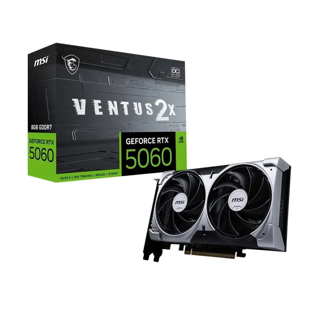 Відеокарта GF RTX 5060 8GB GDDR7 Ventus 2X OC MSI (GeForce RTX 5060 8G VENTUS 2X OC) UA