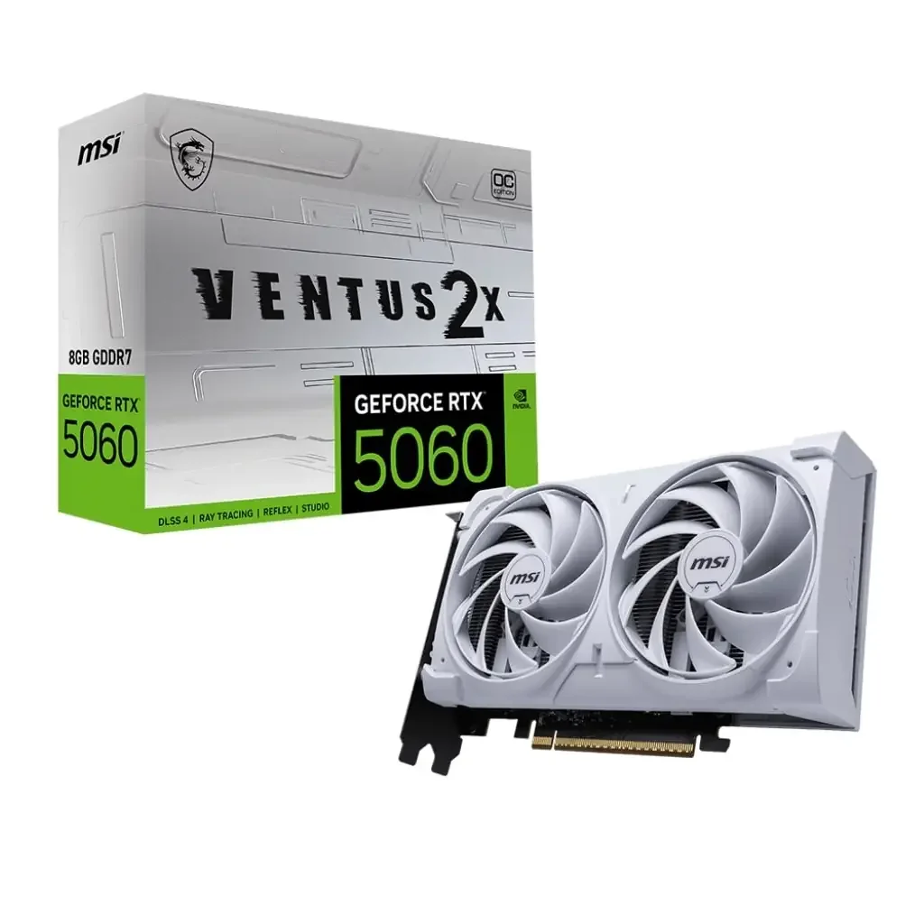 Відеокарта GF RTX 5060 8GB GDDR7 Ventus 2X OC White MSI (GeForce RTX 5060 8G VENTUS 2X OC WHITE) UA