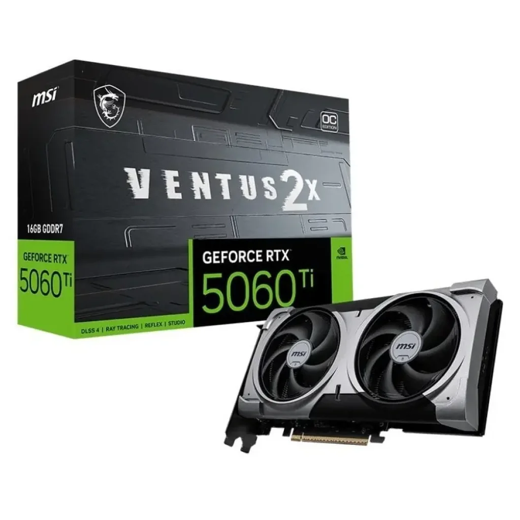 Відеокарта GF RTX 5060 Ti 16GB GDDR7 Ventus 2X OC Plus MSI (GeForce RTX 5060 Ti 16G VENTUS 2X OC PLUS) UA