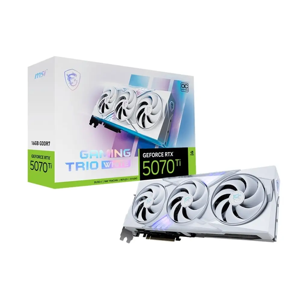 Відеокарта GF RTX 5070 Ti 16GB GDDR7 Gaming Trio OC White MSI (GeForce RTX 5070 Ti 16G GAMING TRIO OC WHITE) UA