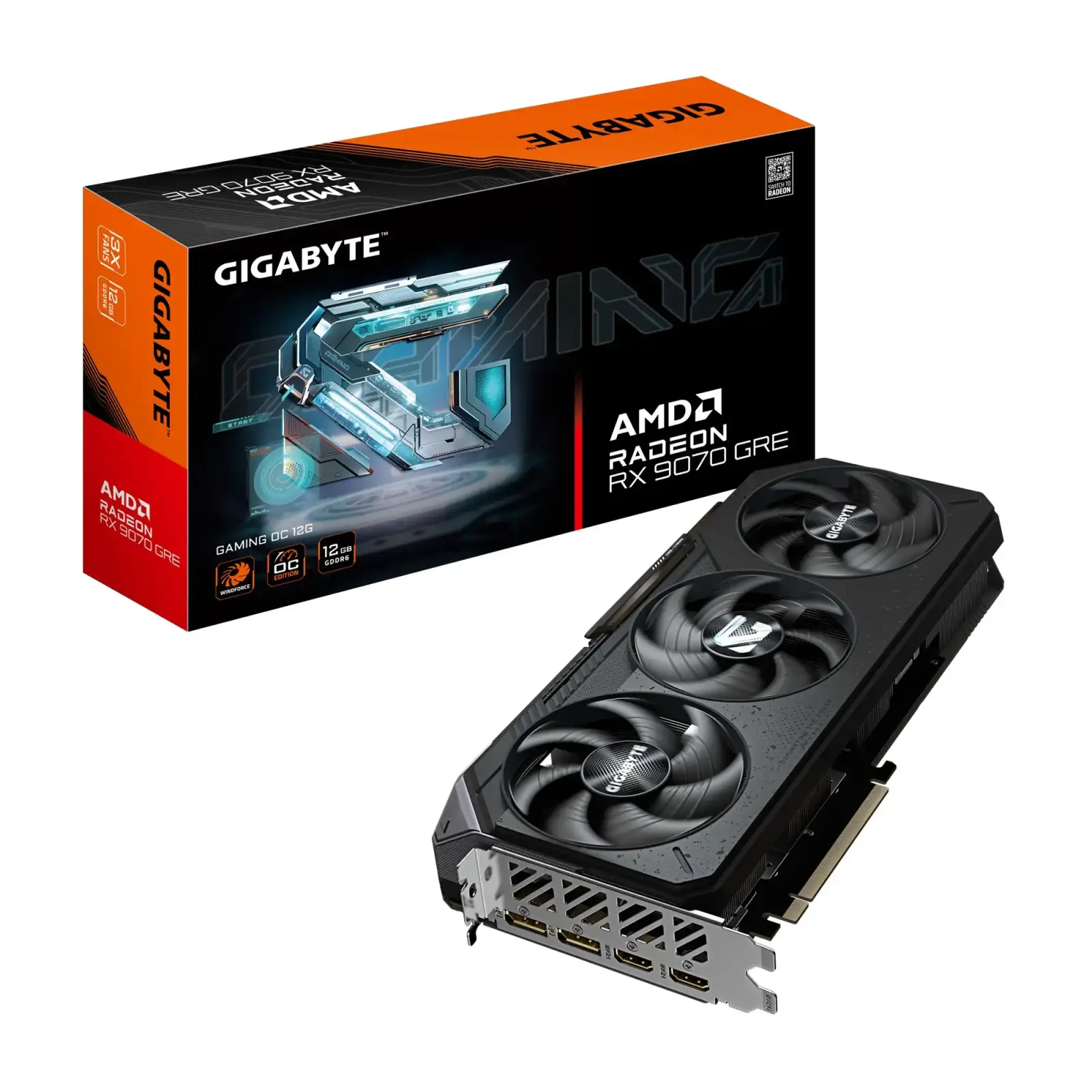 Видеокарта AMD Radeon RX 9070 GRE 12GB GDDR6 Gaming OC Gigabyte (GV-R907GREGAMING OC-12GD) UA