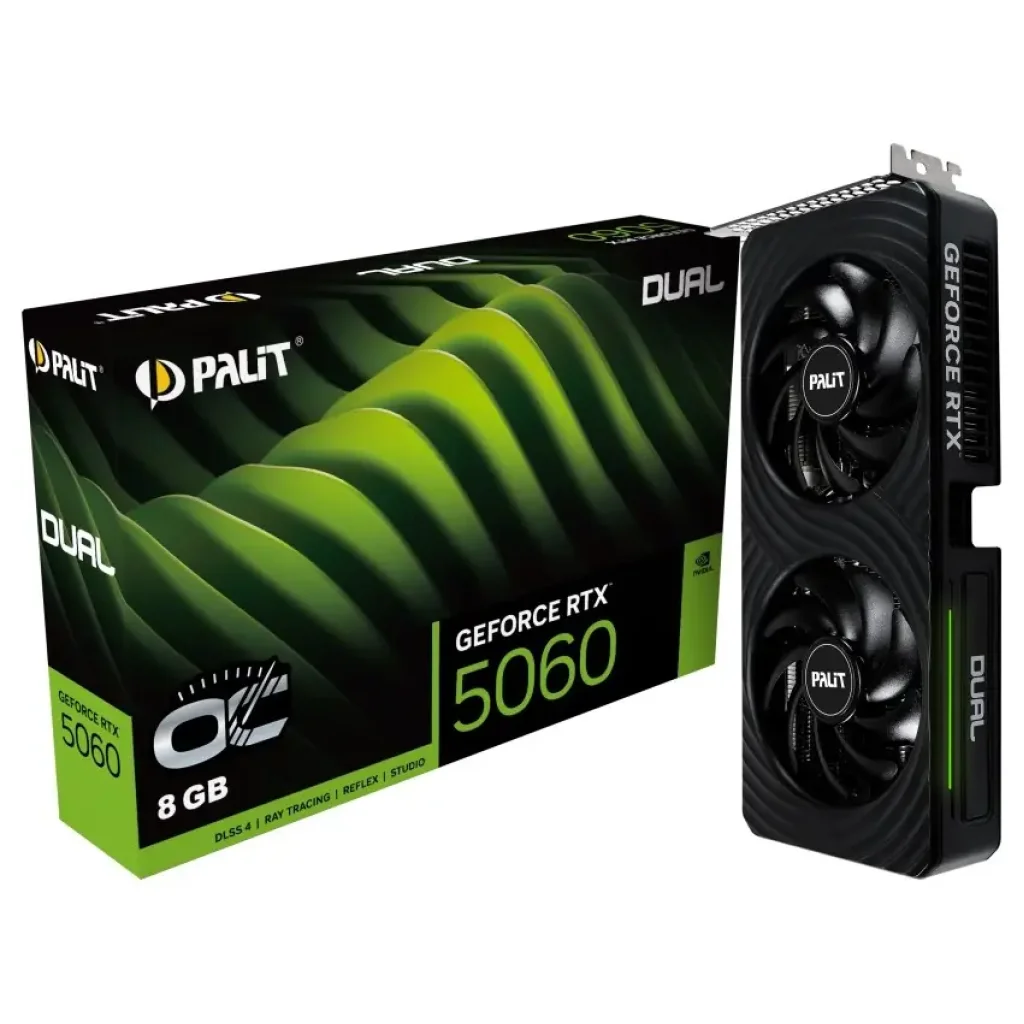 Відеокарта GF RTX 5060 8GB GDDR7 Dual OC Palit (NE75060S19P1-GB2063D) UA