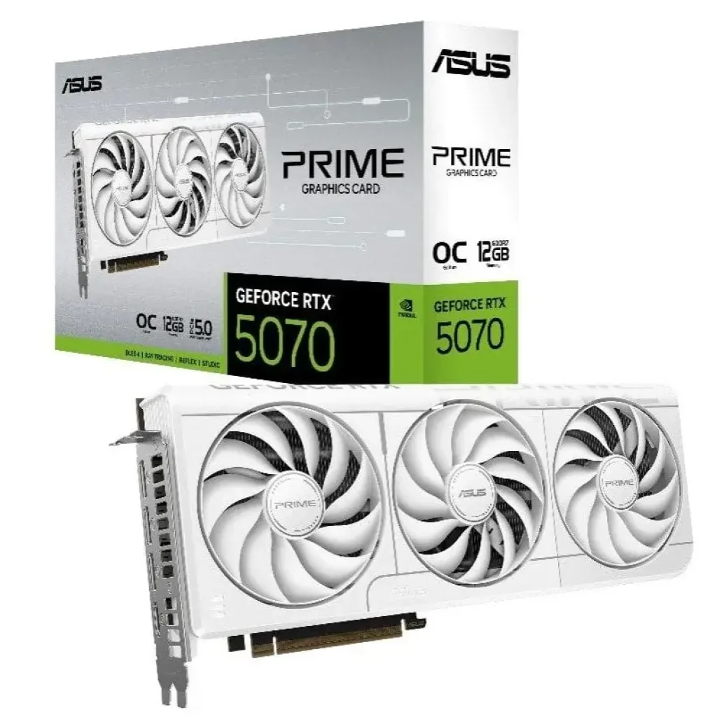 Відеокарта GF RTX 5070 12GB GDDR7 Prime OC White Asus (PRIME-RTX5070-O12G-WHITE) UA