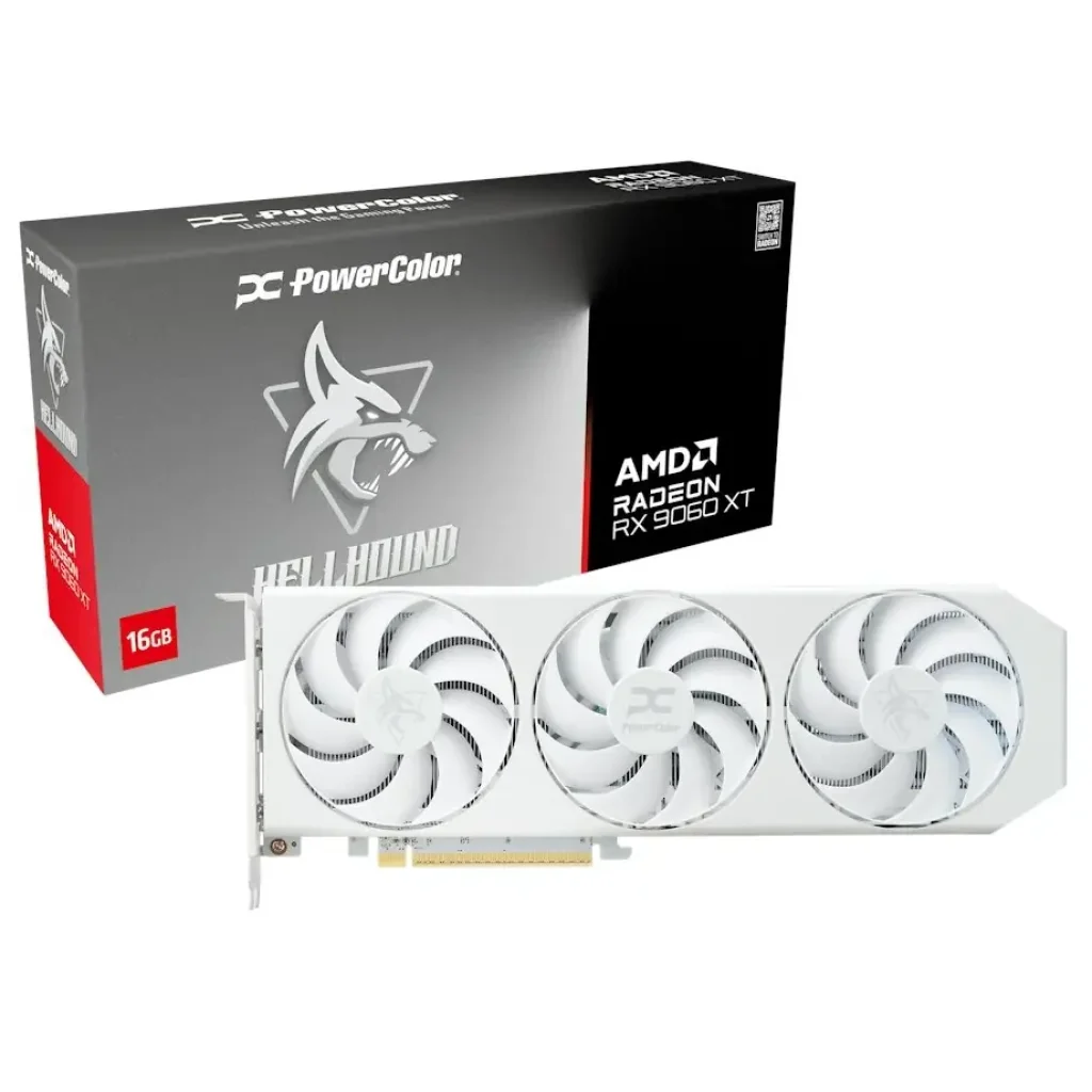 Видеокарта AMD Radeon RX 9060 XT 16GB GDDR6 Hellhound Spectral White PowerColor (RX9060XT 16G-L/OC/WHITE) UA