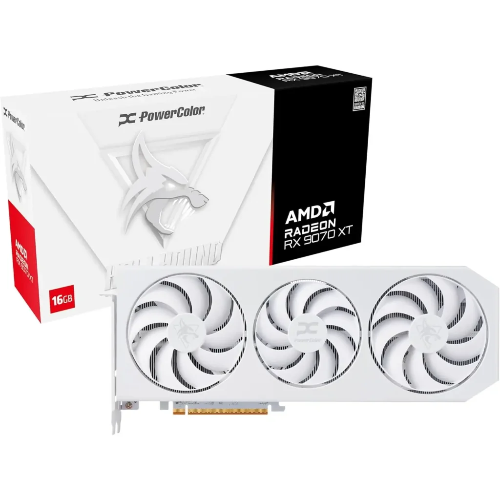 Видеокарта AMD Radeon RX 9070 XT 16GB GDDR6 Hellhound Spectral White PowerColor (RX9070XT 16G-L/OC/WHITE) UA