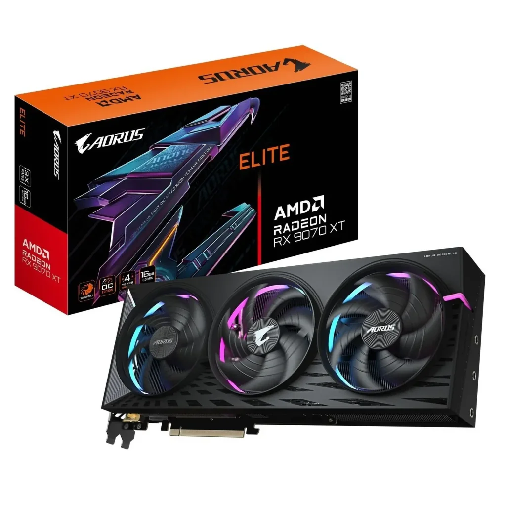 Відеокарта AMD Radeon RX 9070 XT 16GB GDDR6 Aorus Elite Gigabyte (GV-R9070XTAORUS E-16GD) UA