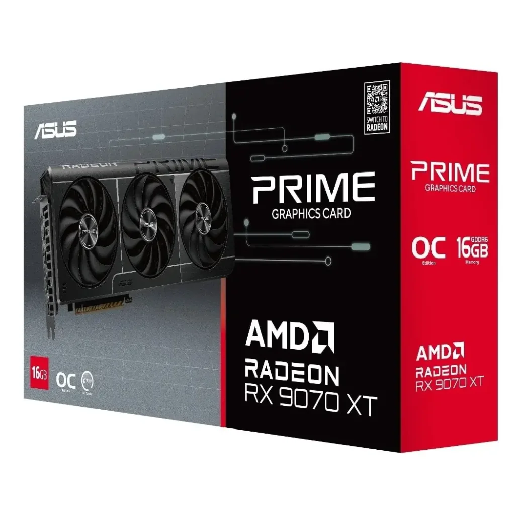 Видеокарта AMD Radeon RX 9070 XT 16GB GDDR6 Prime OC Asus (PRIME-RX9070XT-O16G) UA