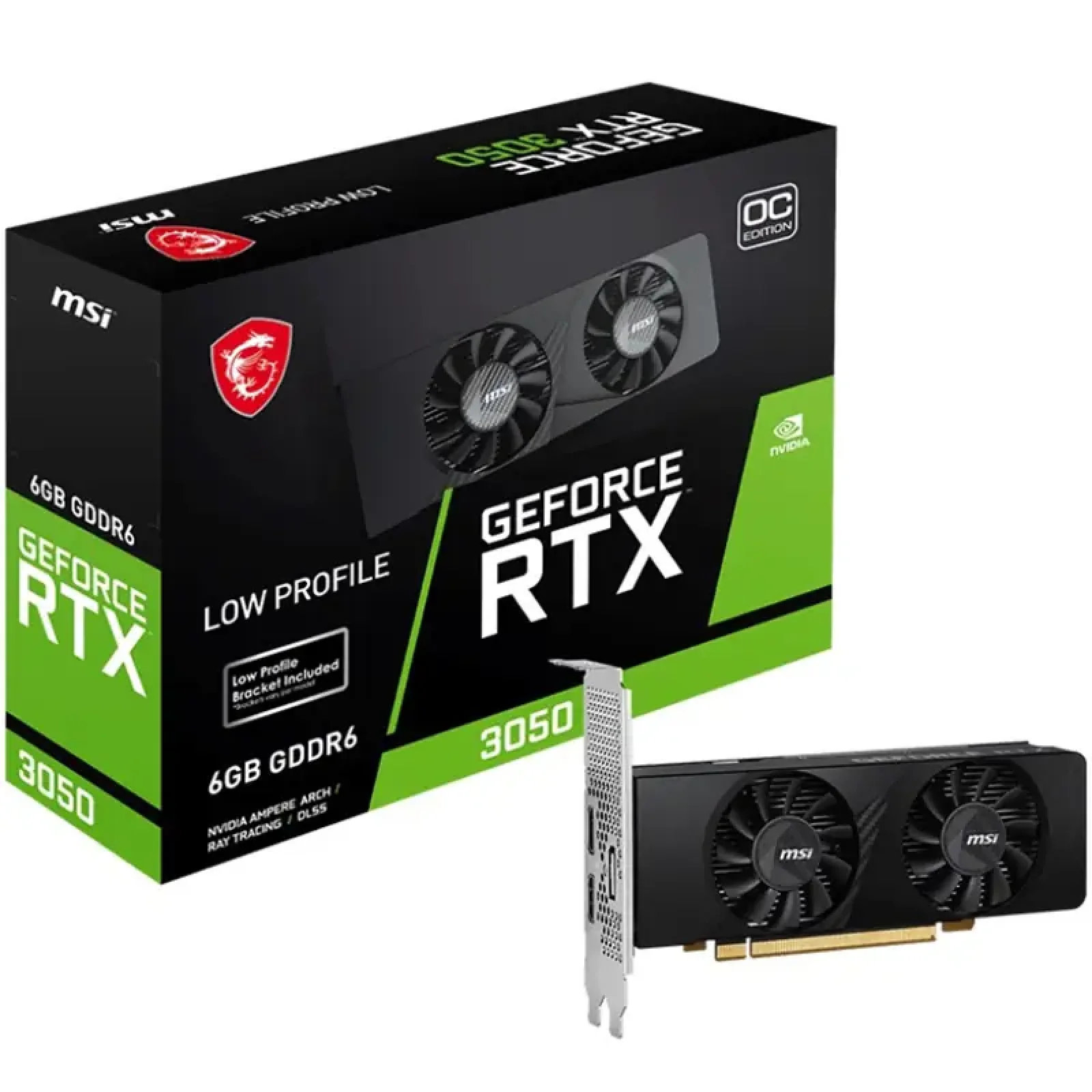 Видеокарта GF RTX 3050 6GB GDDR6 Low Profile E OC MSI (GeForce RTX 3050 LP E 6G OC) UA