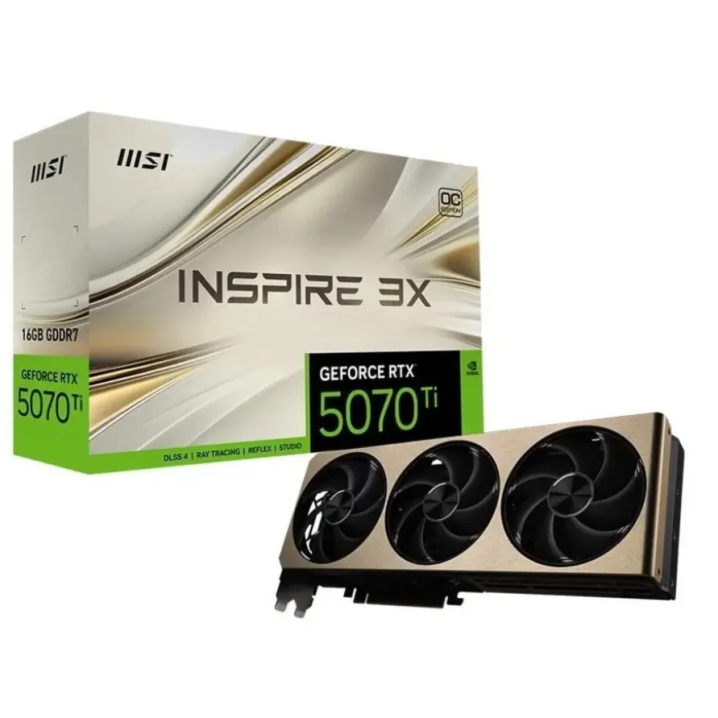 Відеокарта GF RTX 5070 Ti 16GB GDDR7 Inspire 3X OC Plus MSI (GeForce RTX 5070 Ti 16G INSPIRE 3X OC PLUS) UA