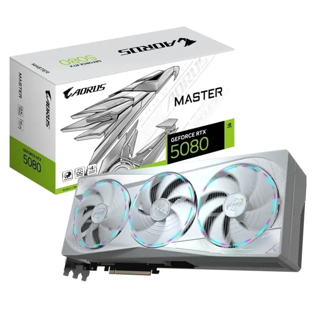 Видеокарта GF RTX 5080 16GB GDDR7 Aorus Master Ice Gigabyte (GV-N5080AORUSM ICE-16GD) UA