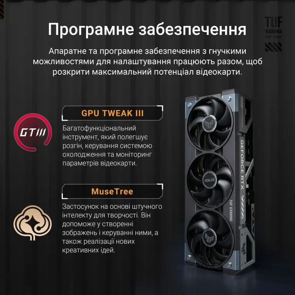 Видеокарта GF RTX 5080 16GB GDDR7 TUF Gaming OC Asus (TUF-RTX5080-O16G-GAMING) UA