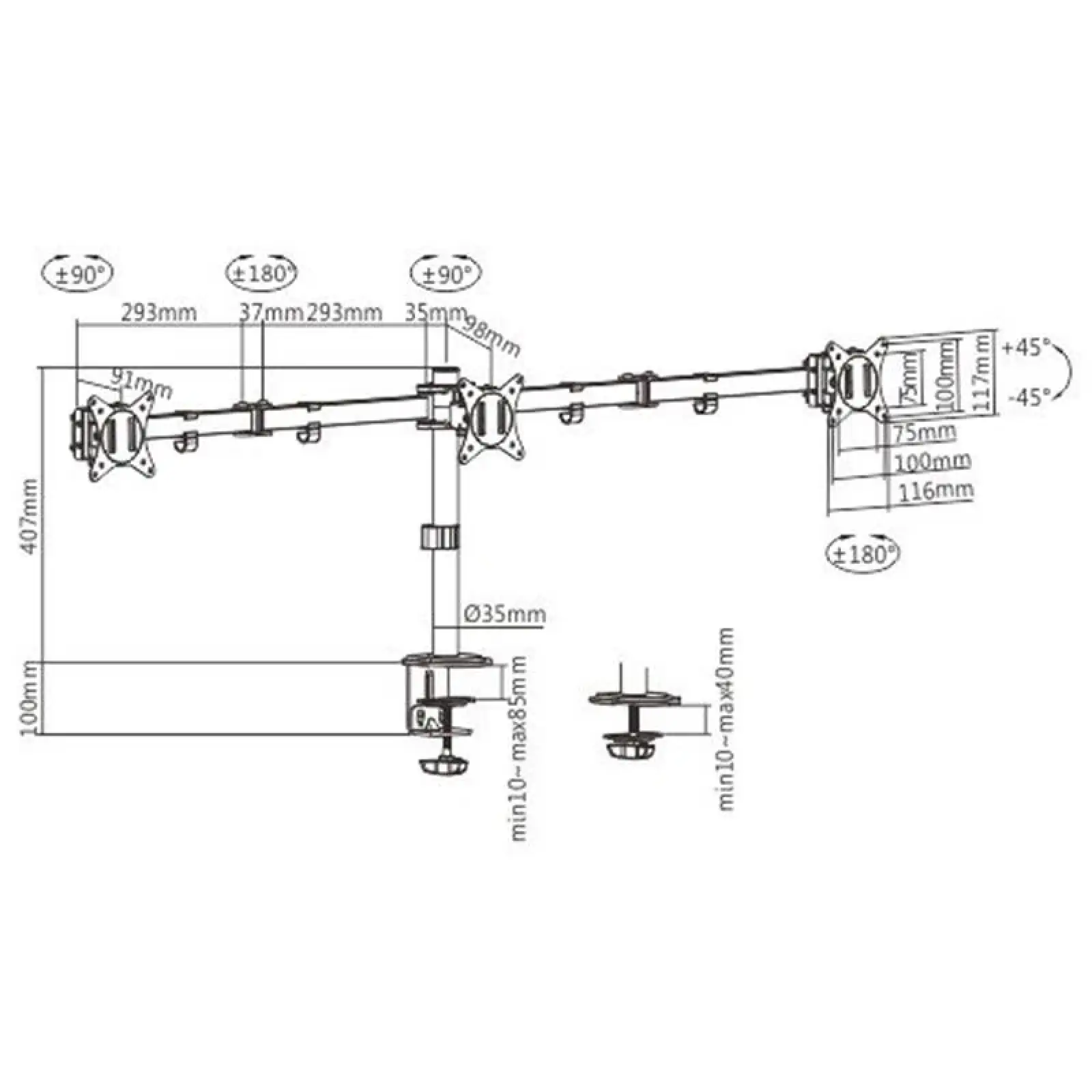 Кронштейн Gembird MA-D3-01 (VESA100х100) UA