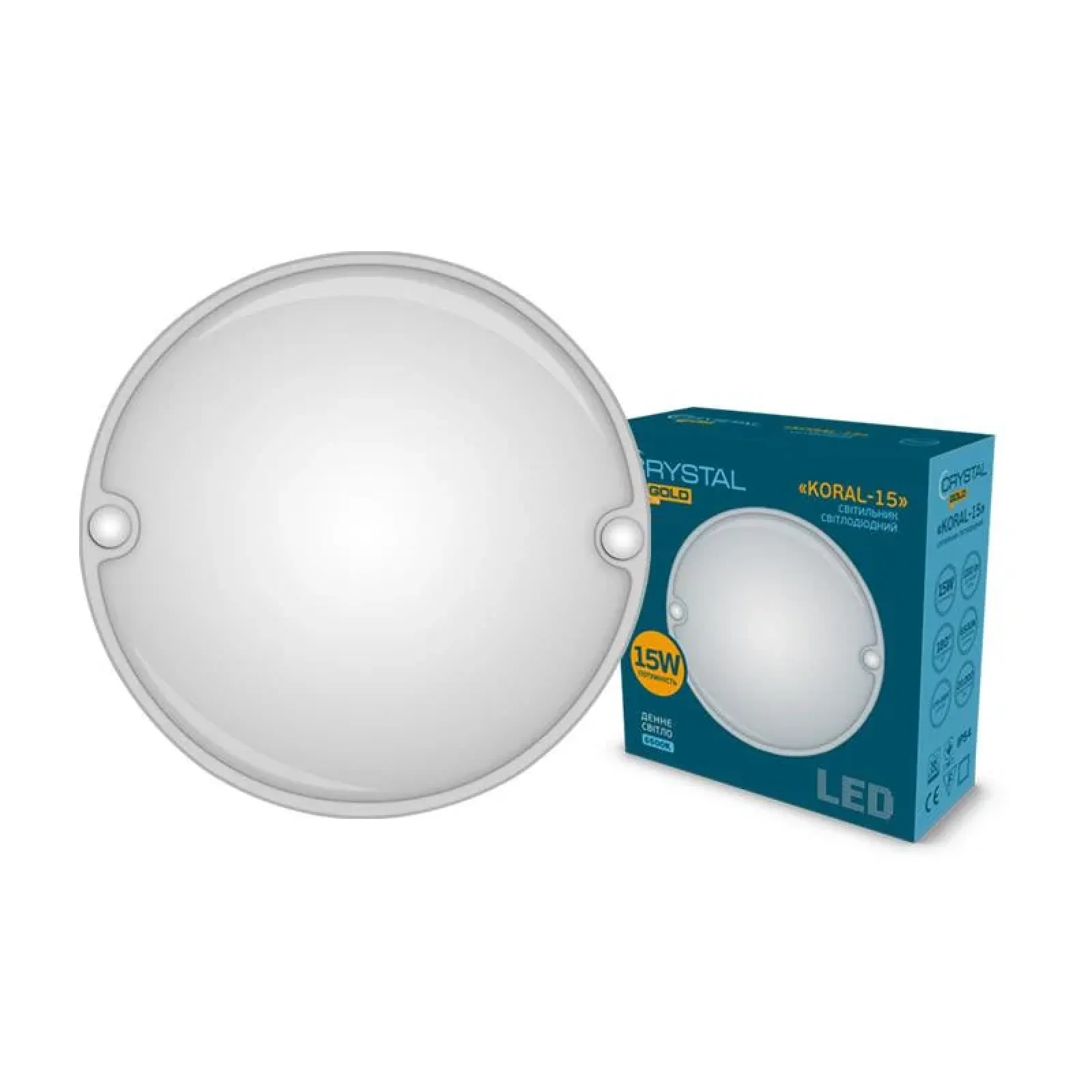 Светильник настенно-потолочный светодиодный CRYSTAL GOLD 15W KORAL DNL-030 UA