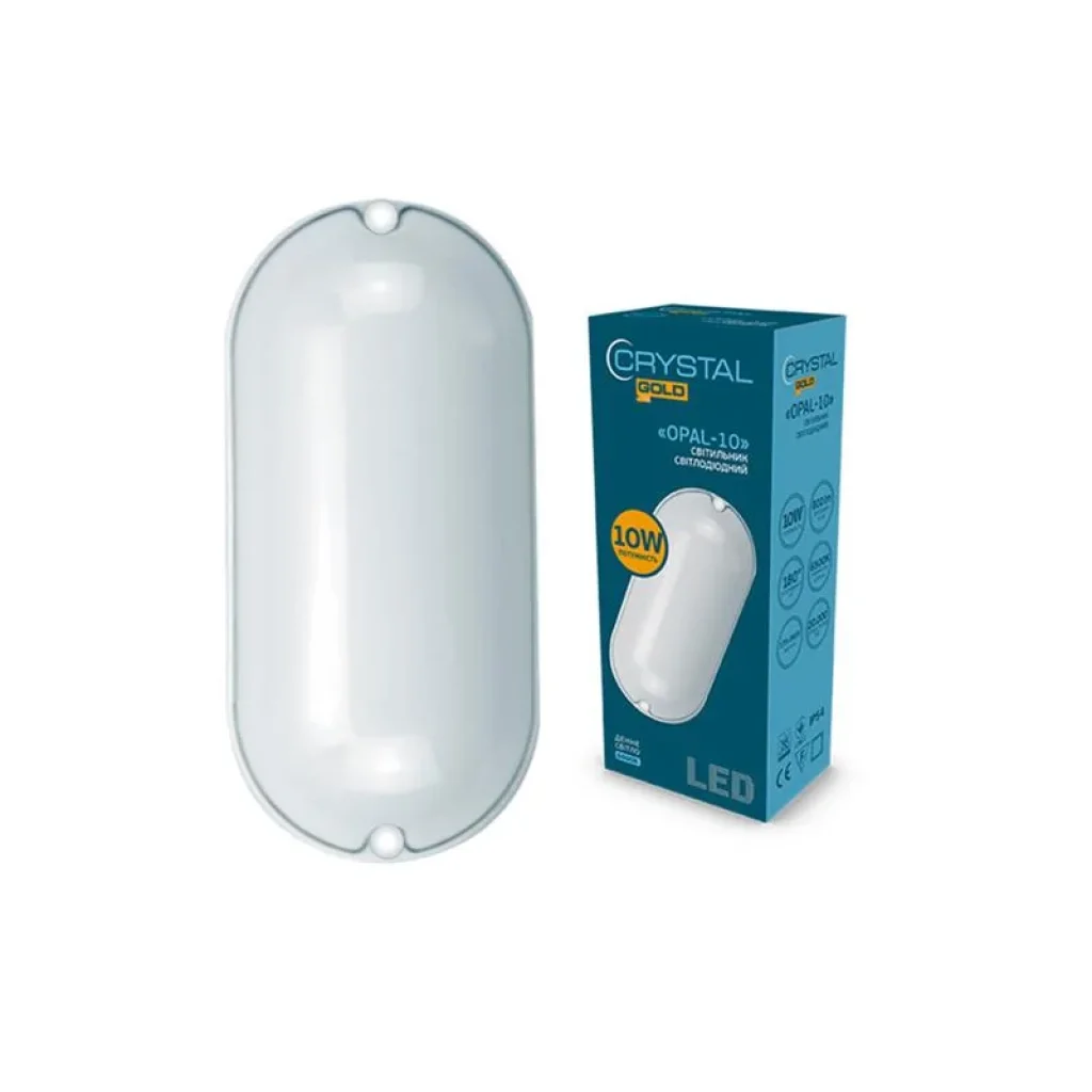 Светильник настенно-потолочный светодиодный CRYSTAL GOLD 10W IP 54 OPAL DNL-028 UA