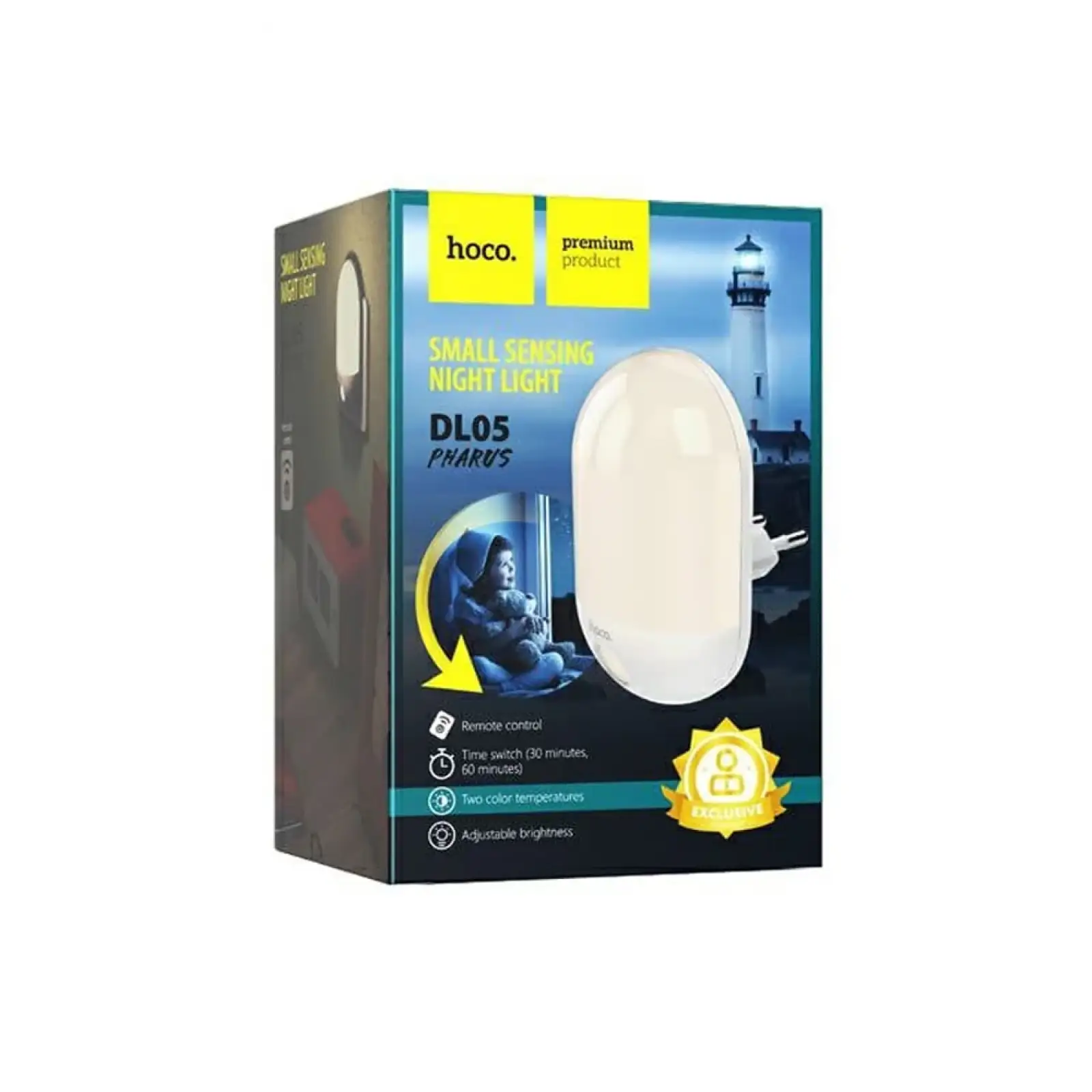 Світильник нічний Hoco DL05 Pharus sensing night light White (DL05W) UA