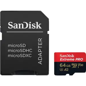 Карта пам`ятi MicroSDXC 64GB UHS-I U3 R200/W90MB/s SanDisk Extreme Pro V30 + SD-адаптер (SDSQXCU-064G-GN6MA) UA