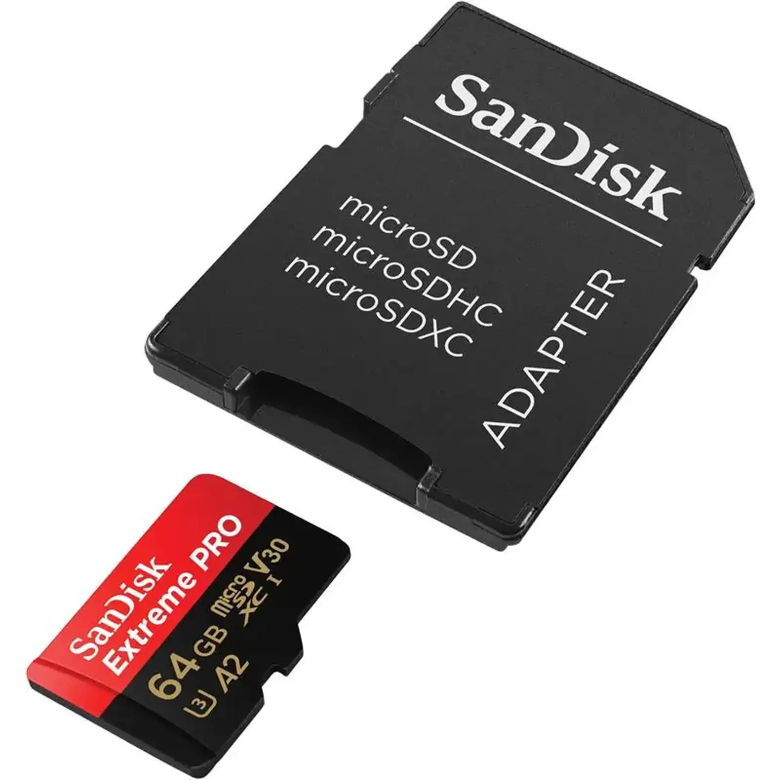 Карта памяти MicroSDXC 64GB UHS-I U3 R200/W90MB/s SanDisk Extreme Pro V30 + SD-адаптер (SDSQXCU-064G-GN6MA) UA