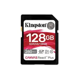 Карта памяти SDXC 128GB UHS-II/U3 Class 10 Kingston Canvas React Plus V60 SD R280/W100MB/s (SDR2V6/128GB) UA