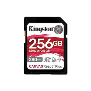Карта памяти SDXC 256GB UHS-II/U3 Class 10 Kingston Canvas React Plus V60 SD R280/W150MB/s (SDR2V6/256GB) UA