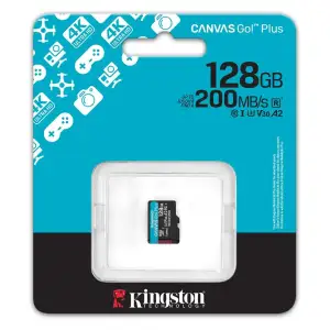 Карта пам`яті MicroSDXC 128GB UHS-I/U3 Class 10 Kingston Canvas Go! Plus R200/W200MB/s (SDCG4/128GBSP) UA
