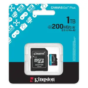 Карта пам`яті MicroSDXC 1TB UHS-I/U3 Class 10 Kingston Canvas Go! Plus R200/W160MB/s + SD-адаптер (SDCG4/1TB) UA