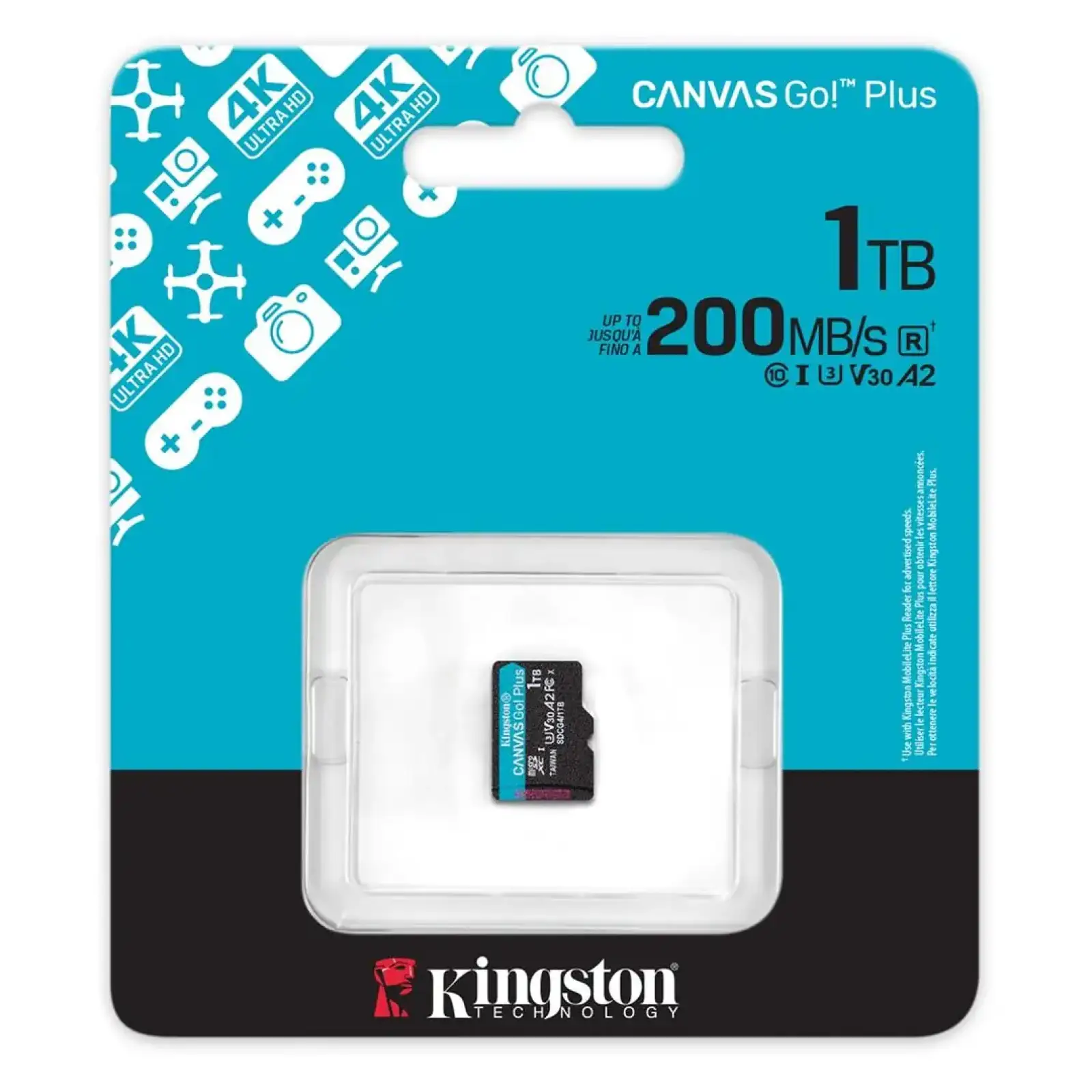 Карта памяти MicroSDXC 1TB UHS-I/U3 Class 10 Kingston Canvas Go! Plus R200/W160MB/s (SDCG4/1TBSP) UA
