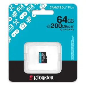 Карта пам`яті MicroSDXC 64GB UHS-I/U3 Class 10 Kingston Canvas Go! Plus R200/W200MB/s (SDCG4/64GBSP) UA
