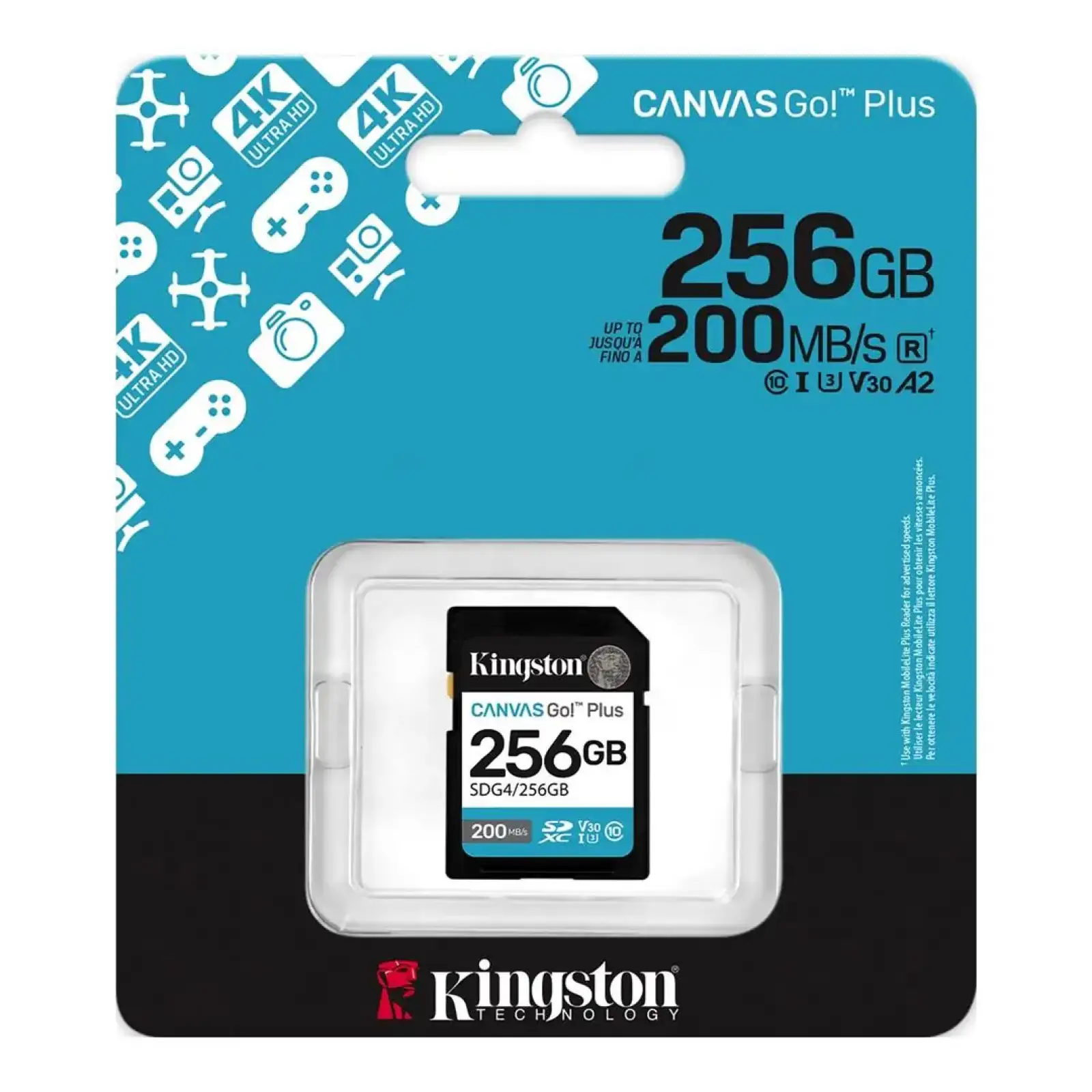 Карта пам`ятi SDXC 256GB UHS-I/U3 Class 10 Kingston Canvas Go! Plus R200/W160MB/s (SDG4/256GB) UA