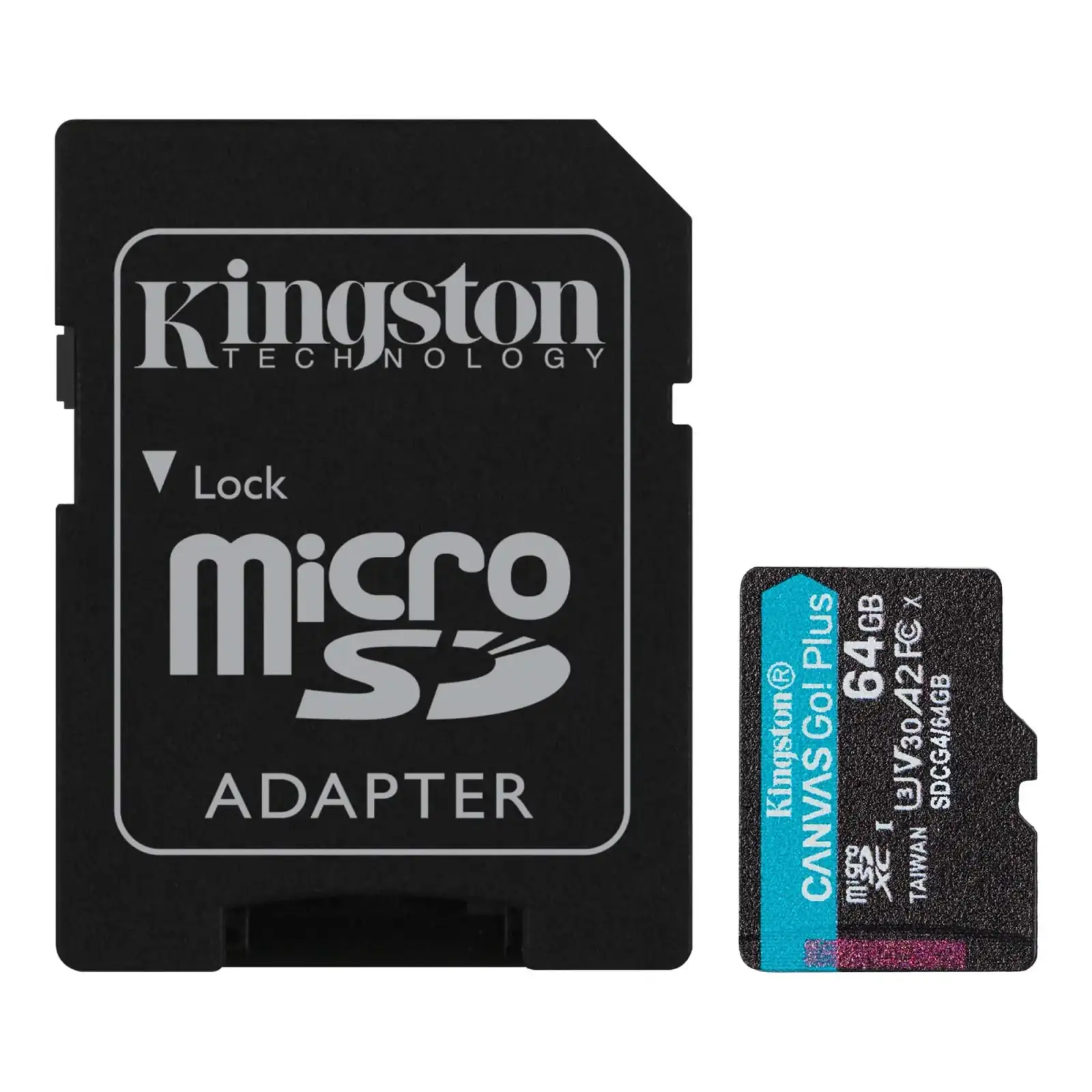 Карта пам`яті MicroSDXC 64GB UHS-I/U3 Class 10 Kingston Canvas Go! Plus R200/W200MB/s + SD-адаптер (SDCG4/64GB) UA