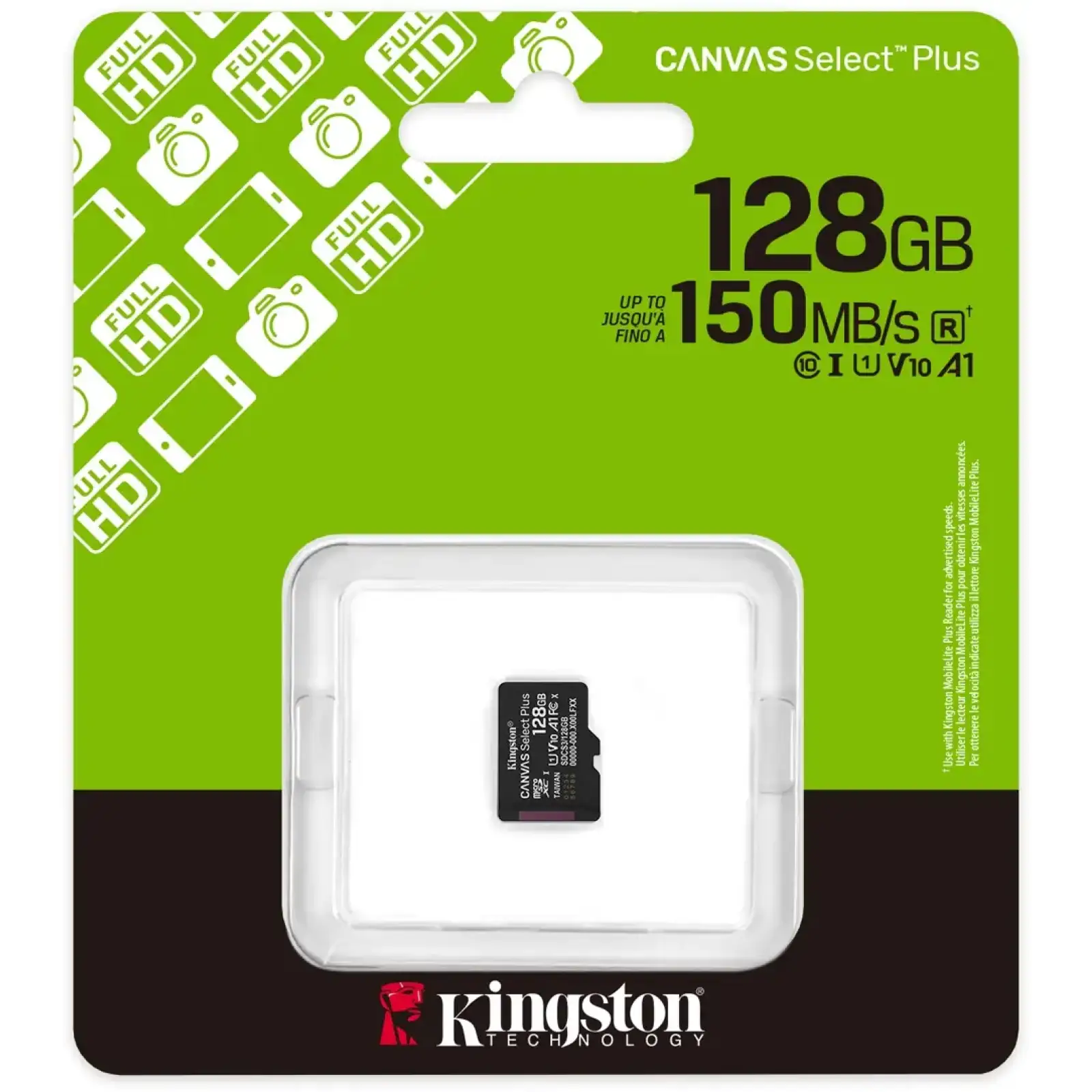 Карта пам`яті MicroSDXC 128GB UHS-I Class 10 Kingston Canvas Select Plus R150MB/s (SDCS3/128GBSP) UA