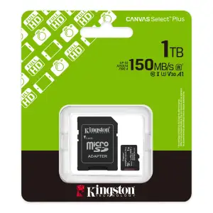 Карта пам`яті MicroSDXC 1TB UHS-I Class 10 Kingston Canvas Select Plus R150MB/s + SD адаптер (SDCS3/1TB) UA