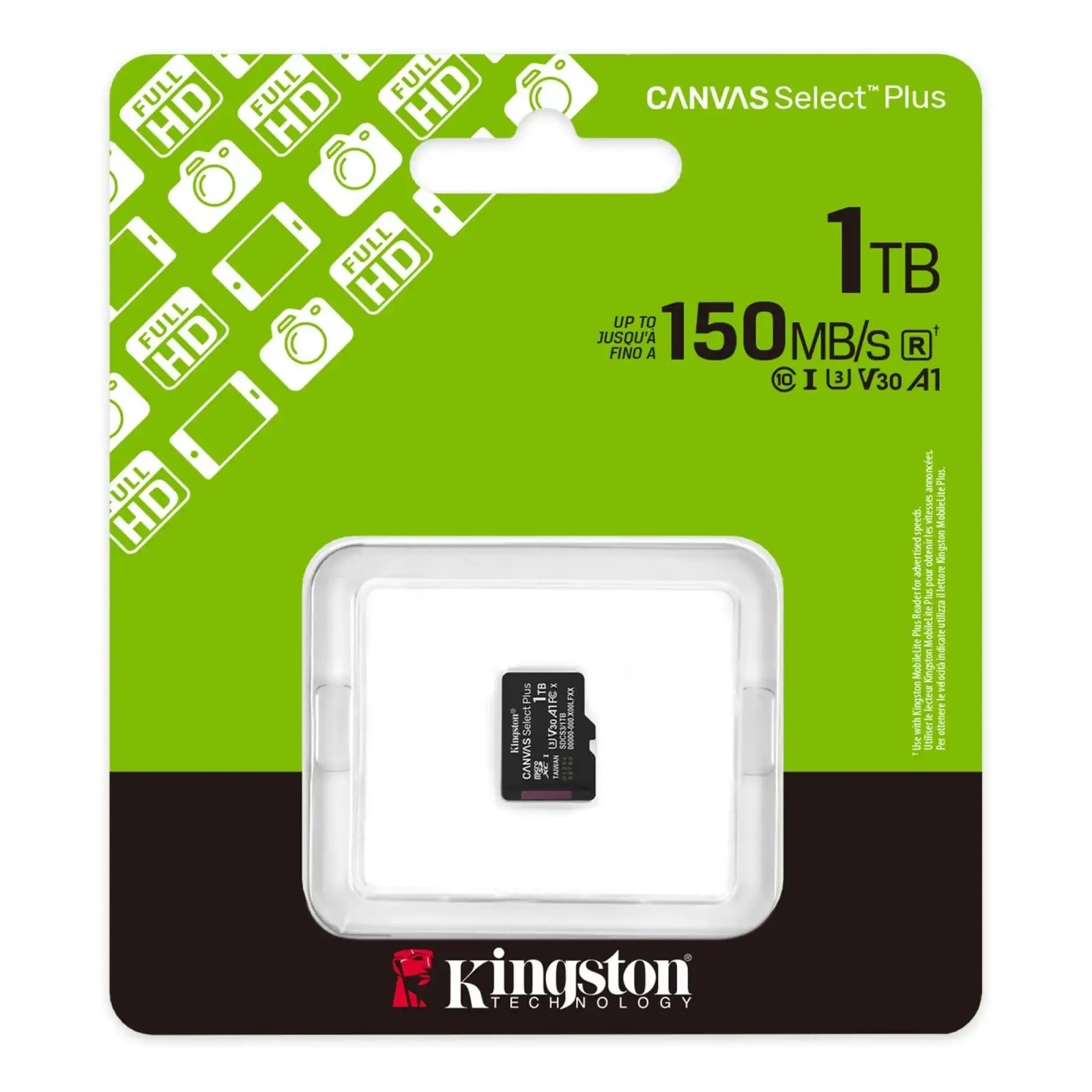 Карта пам`яті MicroSDXC 1TB UHS-I Class 10 Kingston Canvas Select Plus R150MB/s (SDCS3/1TBSP) UA