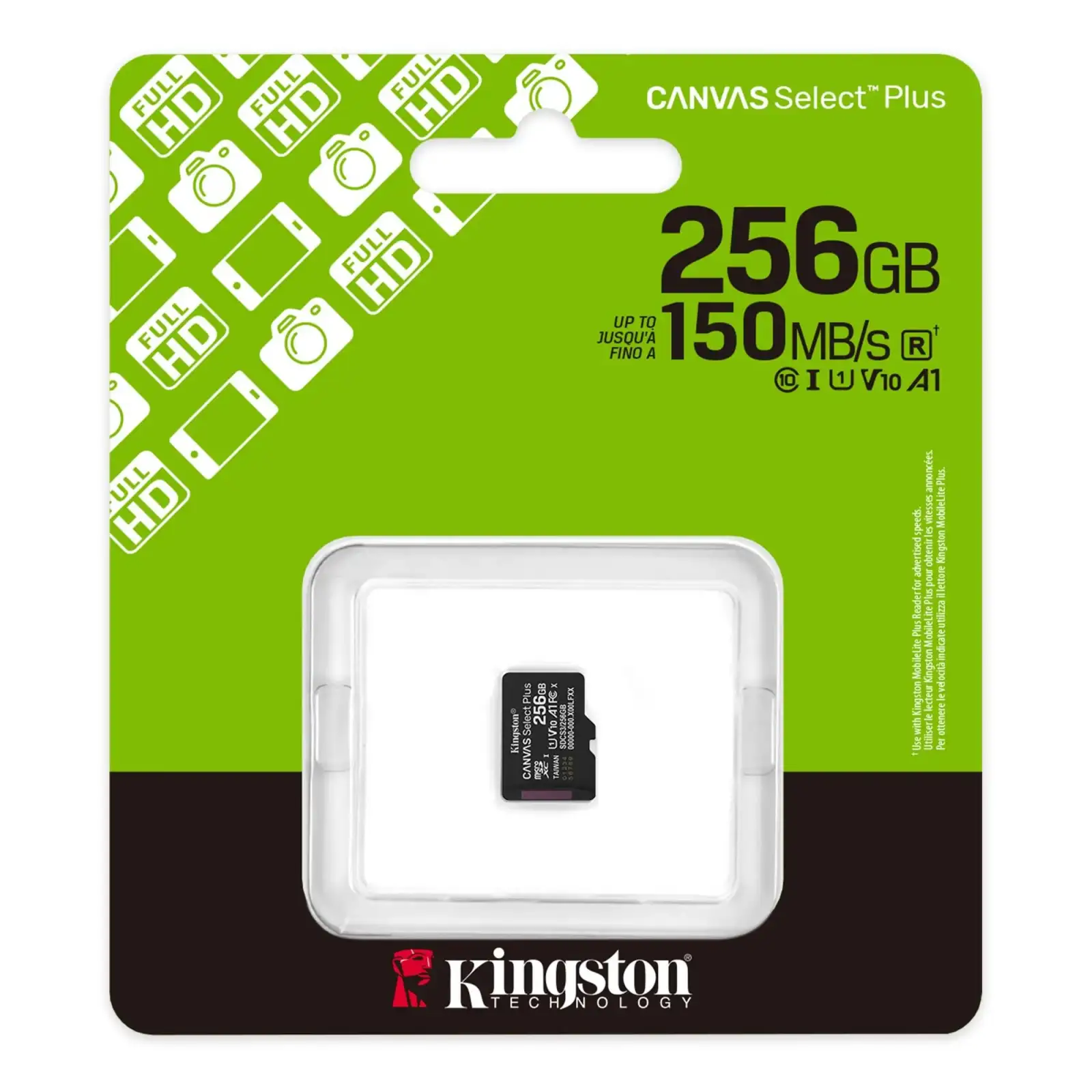 Карта пам`яті MicroSDXC 256GB UHS-I Class 10 Kingston Canvas Select Plus R150MB/s (SDCS3/256GBSP) UA