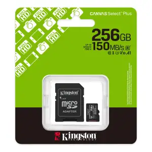 Карта пам`яті MicroSDXC 256GB UHS-I Class 10 Kingston Canvas Select Plus R150MB/s + SD-адаптер (SDCS3/256GB) UA