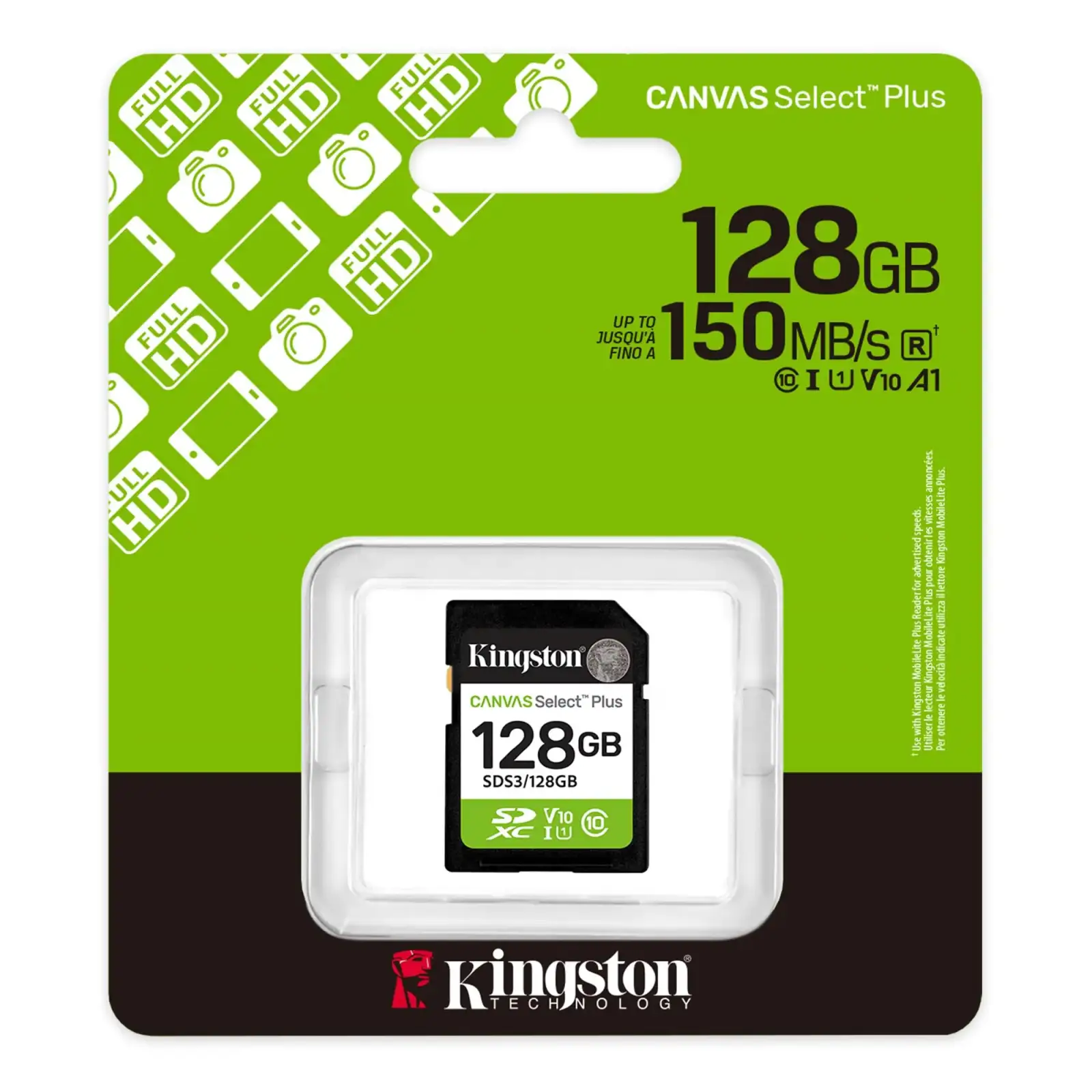 Карта пам`яті SDXC 128GB UHS-I Class 10 Kingston Canvas Select Plus R150MB/s (SDS3/128GB) UA