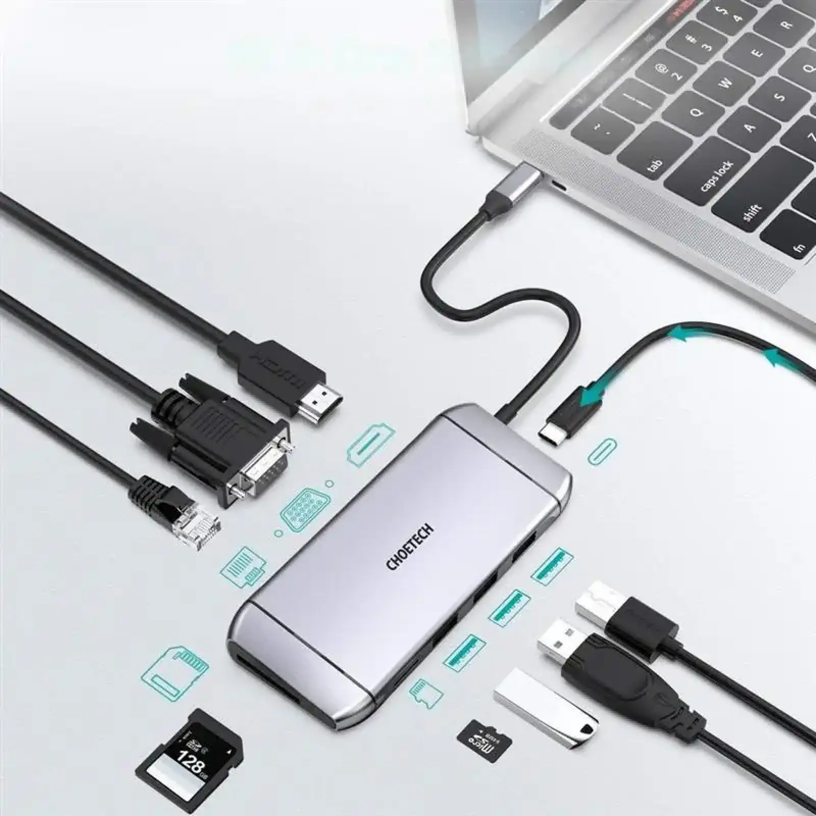 USB-хаб Choetech HUB-M15 USB Type-C 9-в-1 UA