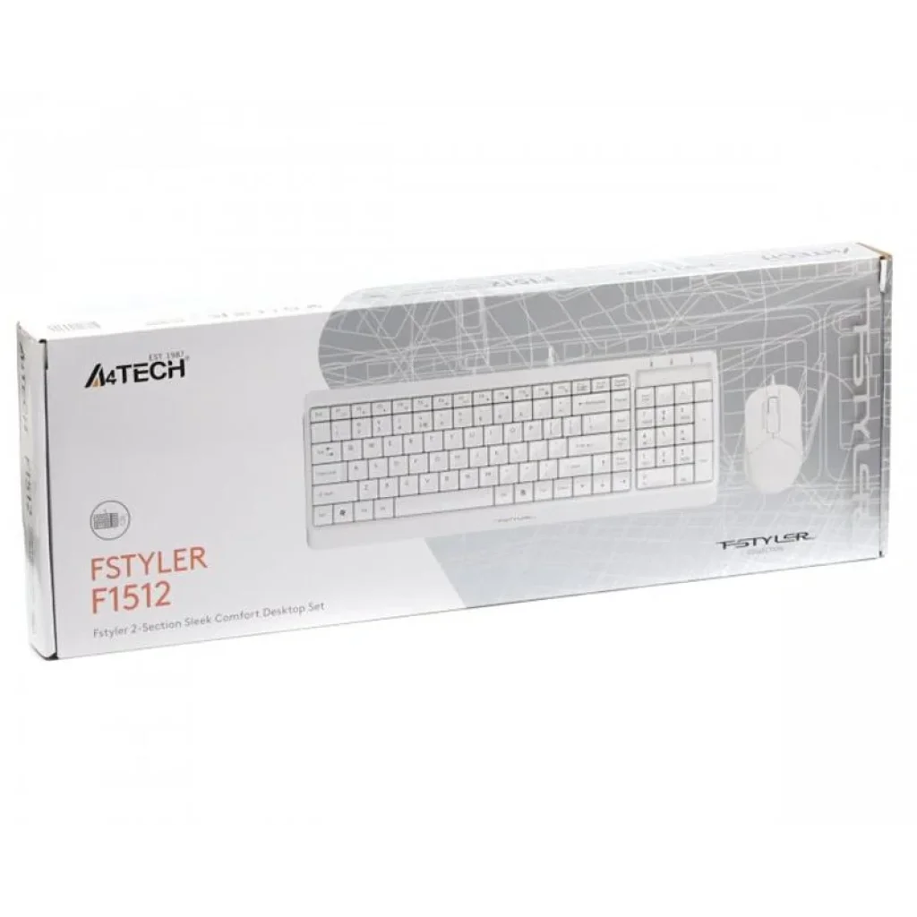 Комплект (клавиатура, мышь) A4Tech F1512 White USB, F1512 (White) UA