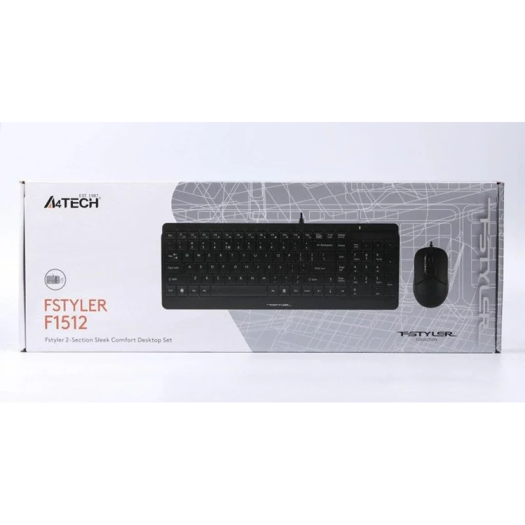 Комплект (клавиатура, мышь) A4Tech F1512 Black USB, F1512 (Black) UA
