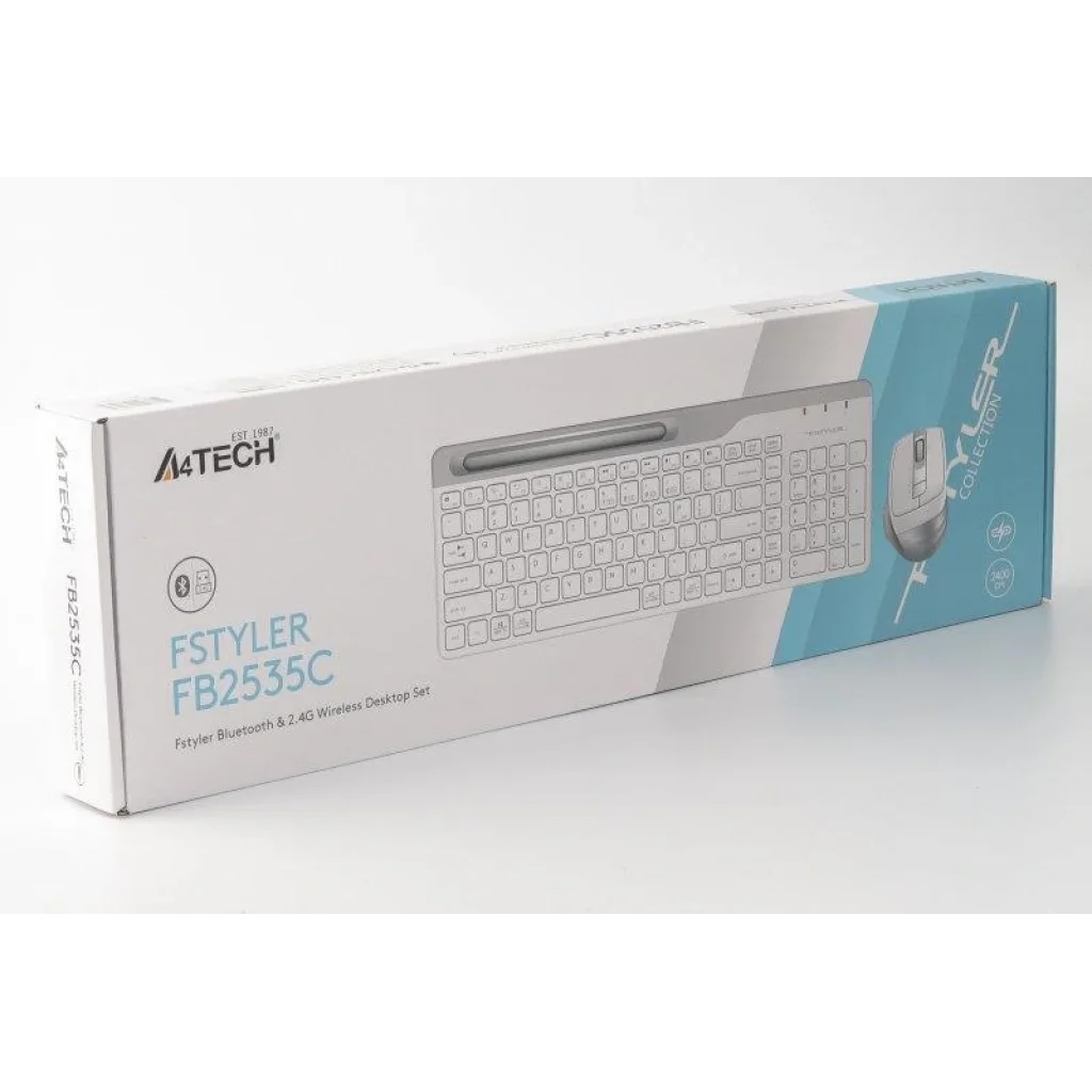 Комплект (клавиатура, мышь) беспроводной A4Tech FB2535C Icy White USB, FB2535C (Icy White) UA