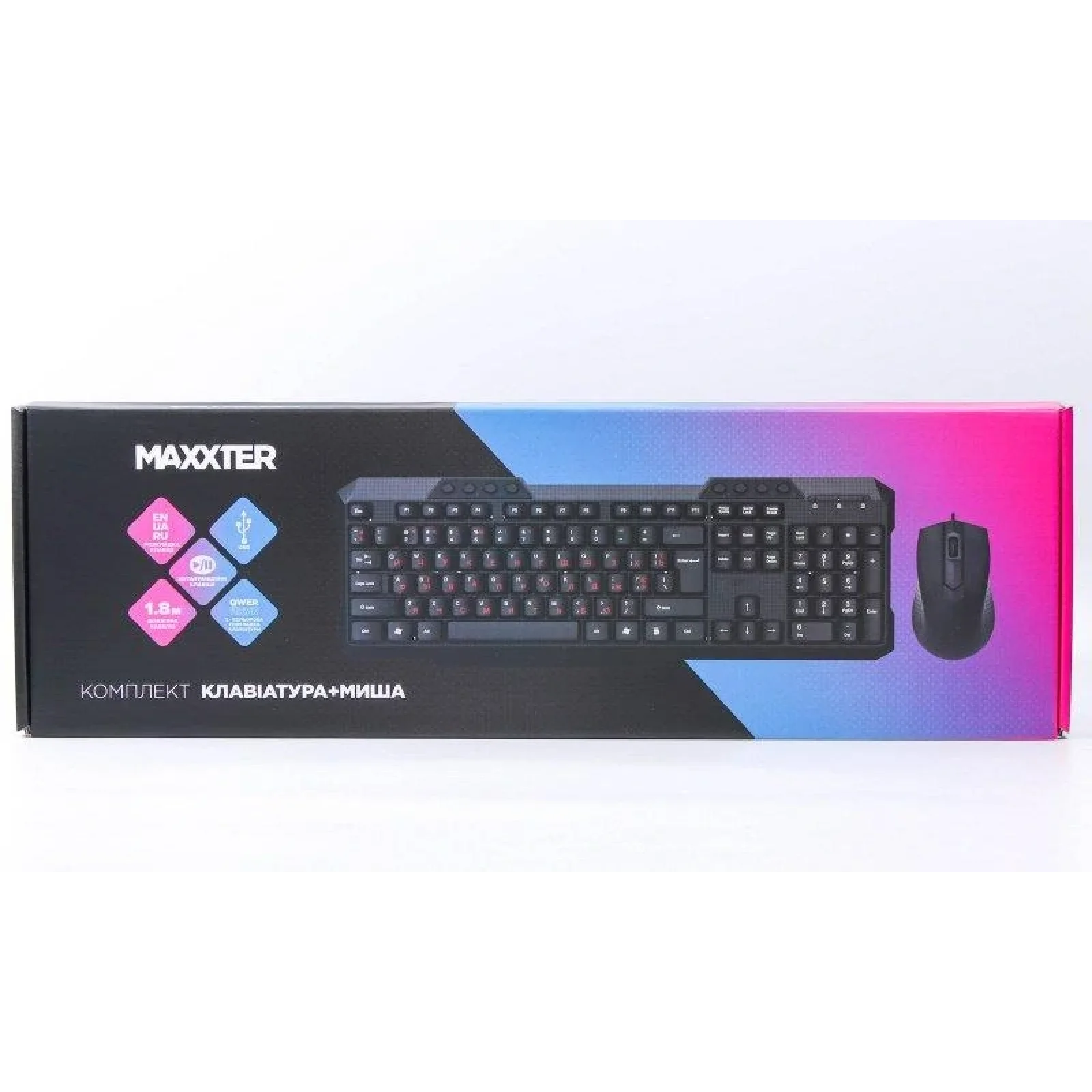 Комплект (клавиатура, мышь) Maxxter KMS-CM-02-UA Black UA